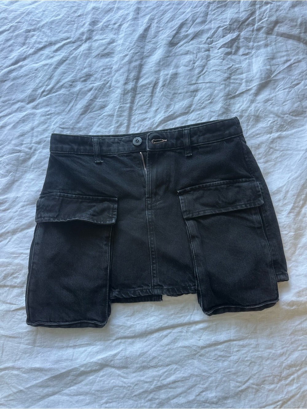 3x1 Black Cargo Skort with Front Flap Pockets